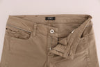 Beige Slim Fit Jeans aus Baumwoll-Stretch