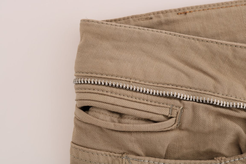 Beige Slim Fit Jeans aus Baumwoll-Stretch