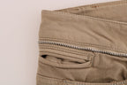 Beige Slim Fit Jeans aus Baumwoll-Stretch