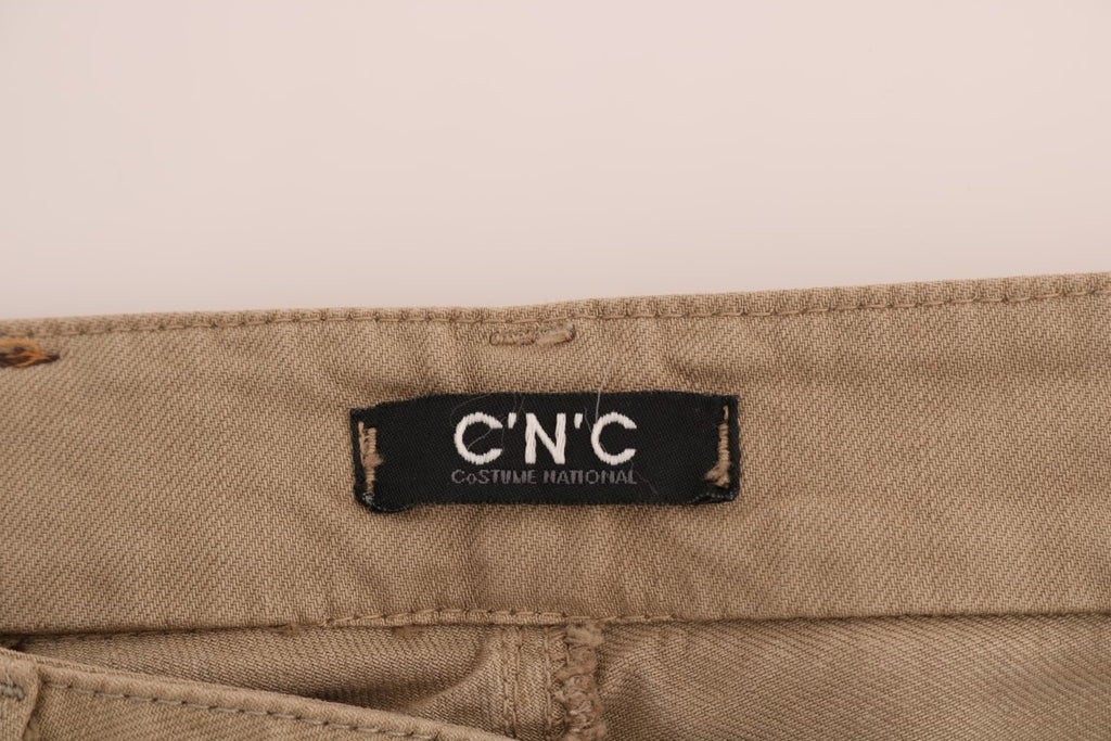 Beige Slim Fit Jeans aus Baumwoll-Stretch