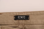 Beige Slim Fit Jeans aus Baumwoll-Stretch