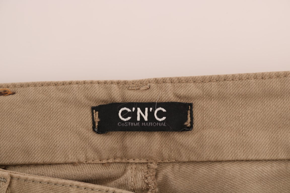 Beige Slim Fit Jeans aus Baumwoll-Stretch
