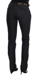 Dunkelblaue Slim-Fit-Jeans aus Baumwolle