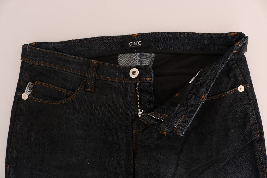 Dunkelblaue Slim-Fit-Jeans aus Baumwolle