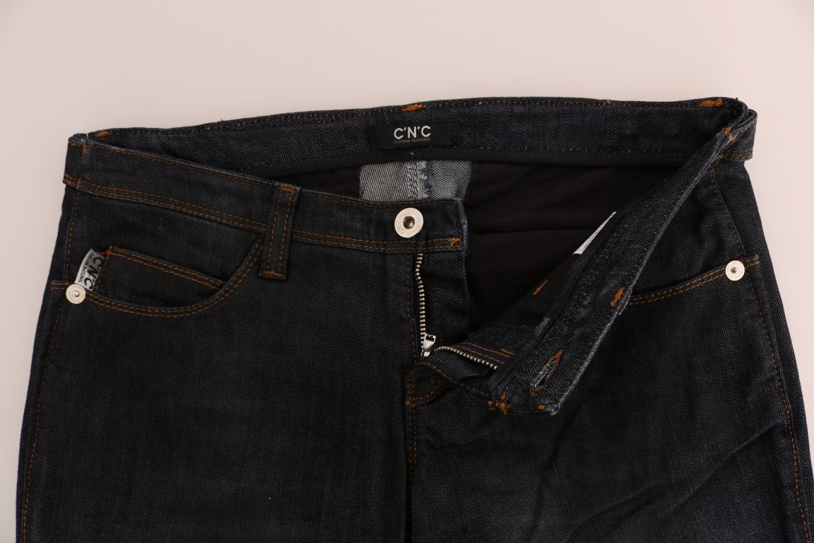 Dunkelblaue Slim-Fit-Jeans aus Baumwolle