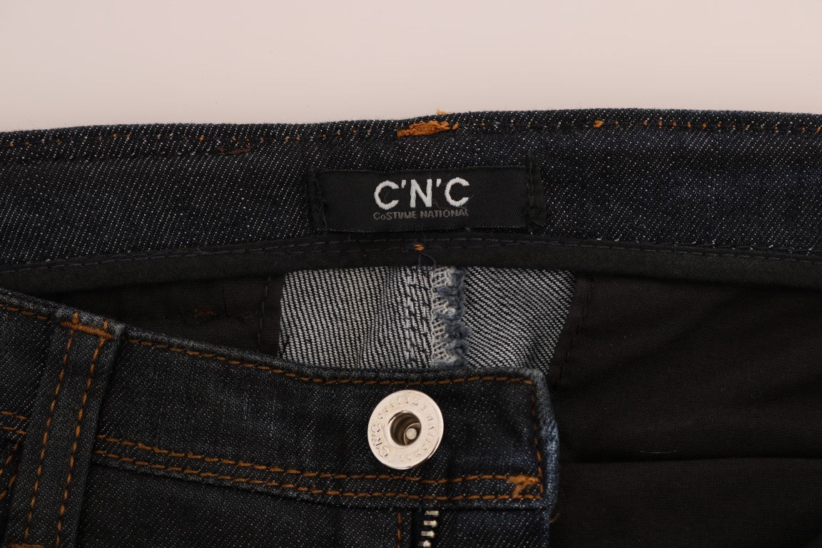 Dunkelblaue Slim-Fit-Jeans aus Baumwolle