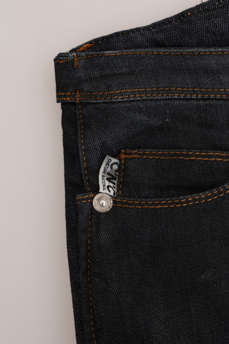 Dunkelblaue Slim-Fit-Jeans aus Baumwolle