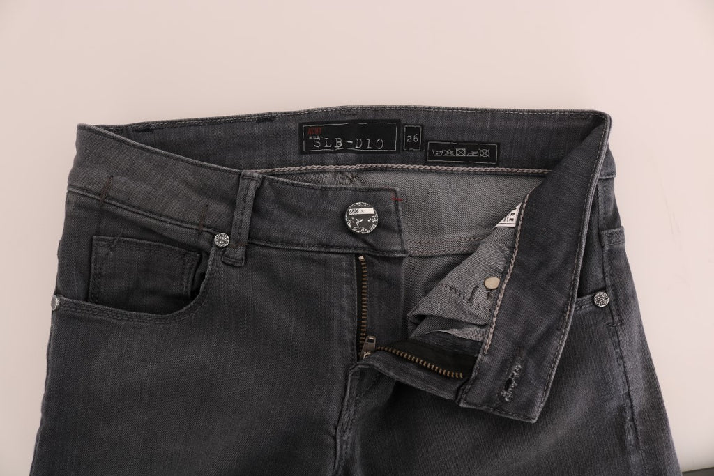 Graue Slim Fit Jeans aus Baumwolle