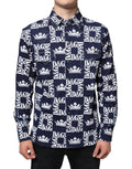 Slim Fit Baumwollhemd mit „Blue Crown“-Logoprint