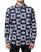 Slim Fit Baumwollhemd mit „Blue Crown“-Logoprint