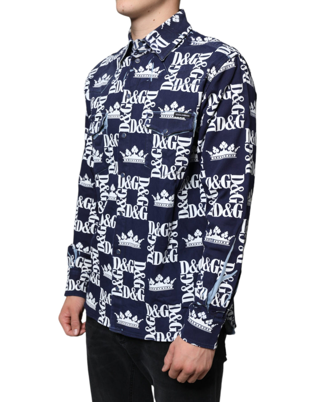 Slim Fit Baumwollhemd mit „Blue Crown“-Logoprint
