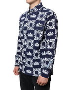 Slim Fit Baumwollhemd mit „Blue Crown“-Logoprint
