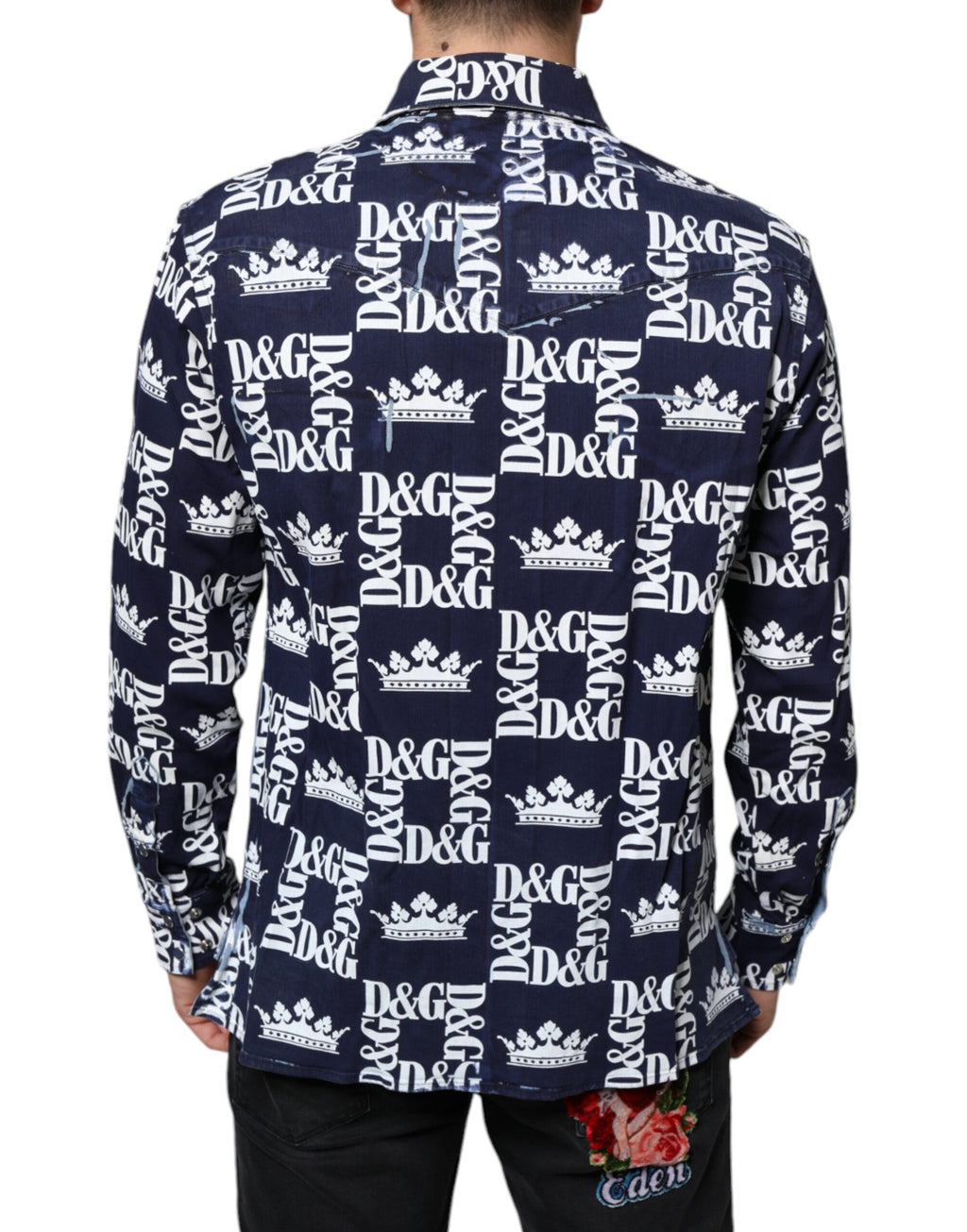 Slim Fit Baumwollhemd mit „Blue Crown“-Logoprint