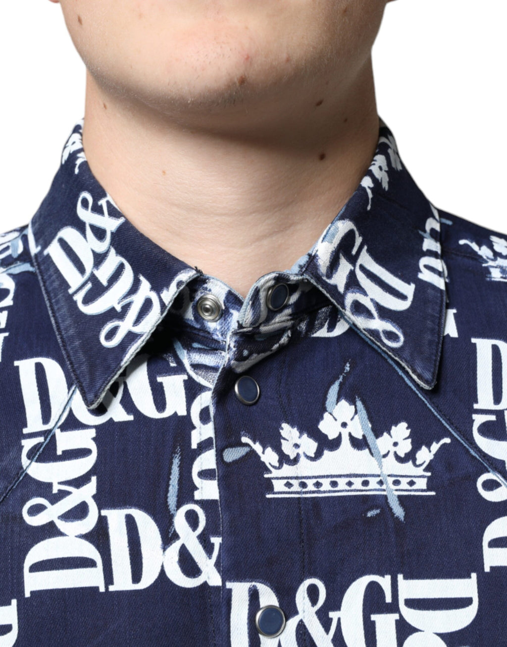 Slim Fit Baumwollhemd mit „Blue Crown“-Logoprint