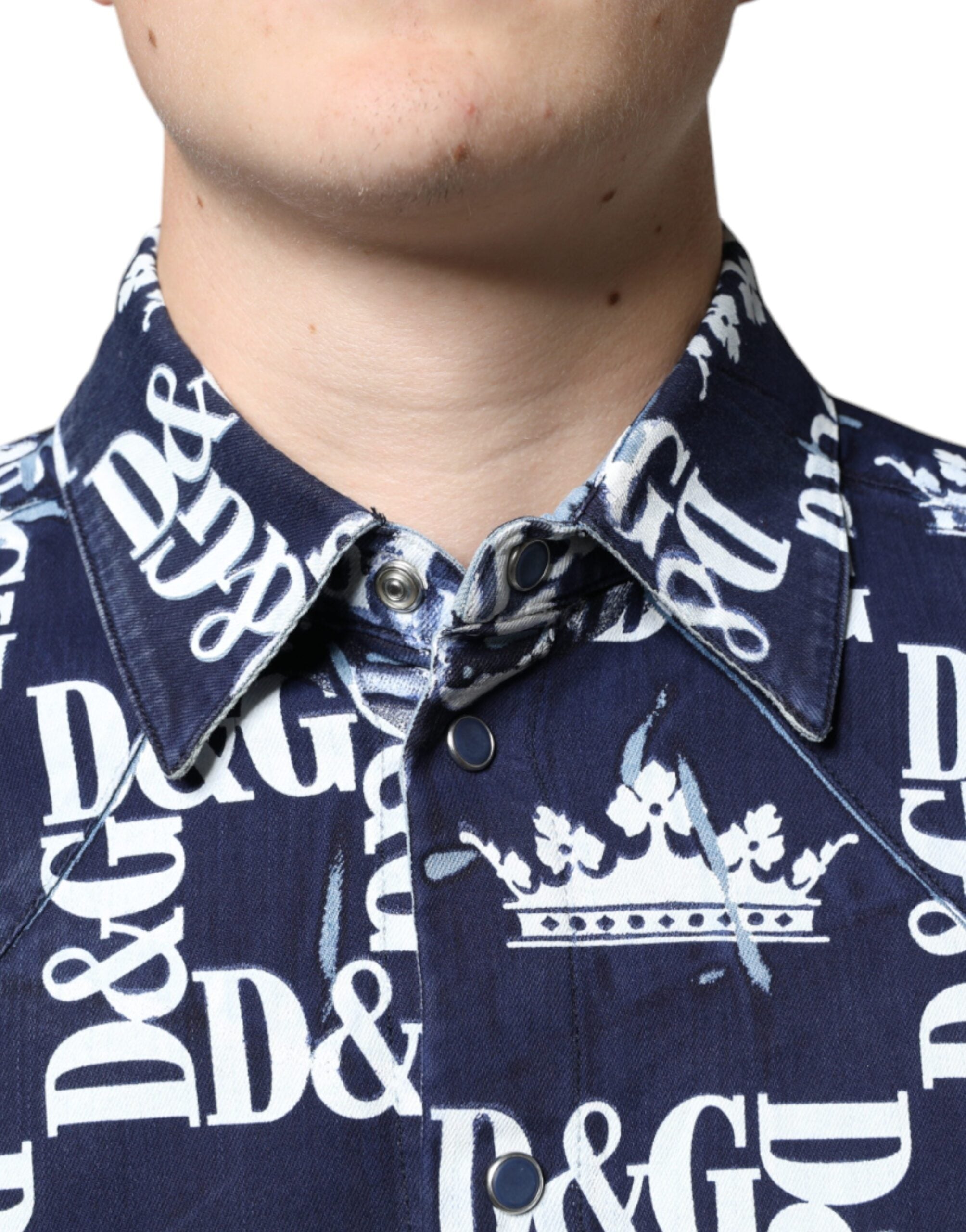 Slim Fit Baumwollhemd mit „Blue Crown“-Logoprint