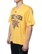 Yellow Secret Garden Floral Cotton Crew Neck T-shirt