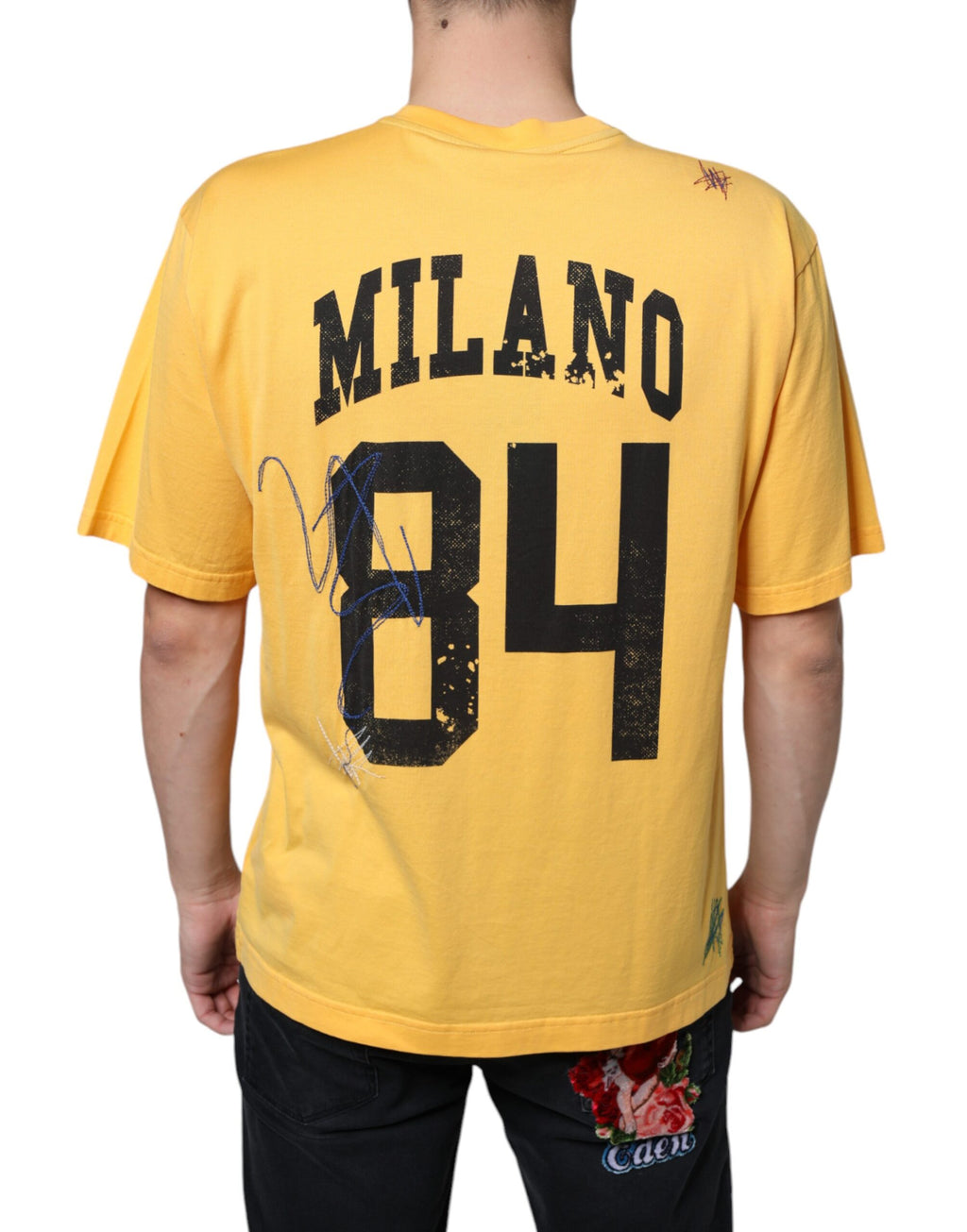 Yellow Secret Garden Floral Cotton Crew Neck T-shirt