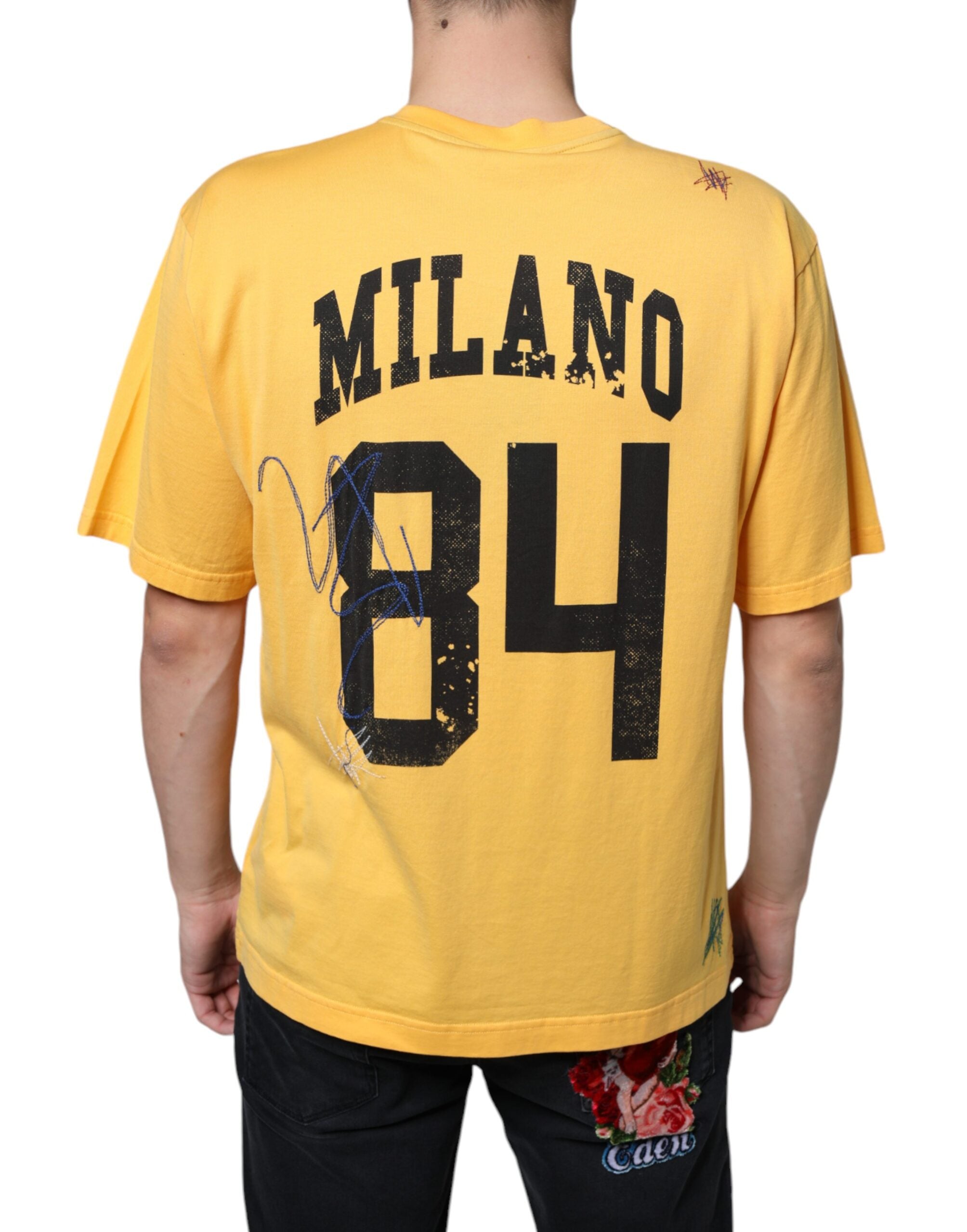 Yellow Secret Garden Floral Cotton Crew Neck T-shirt