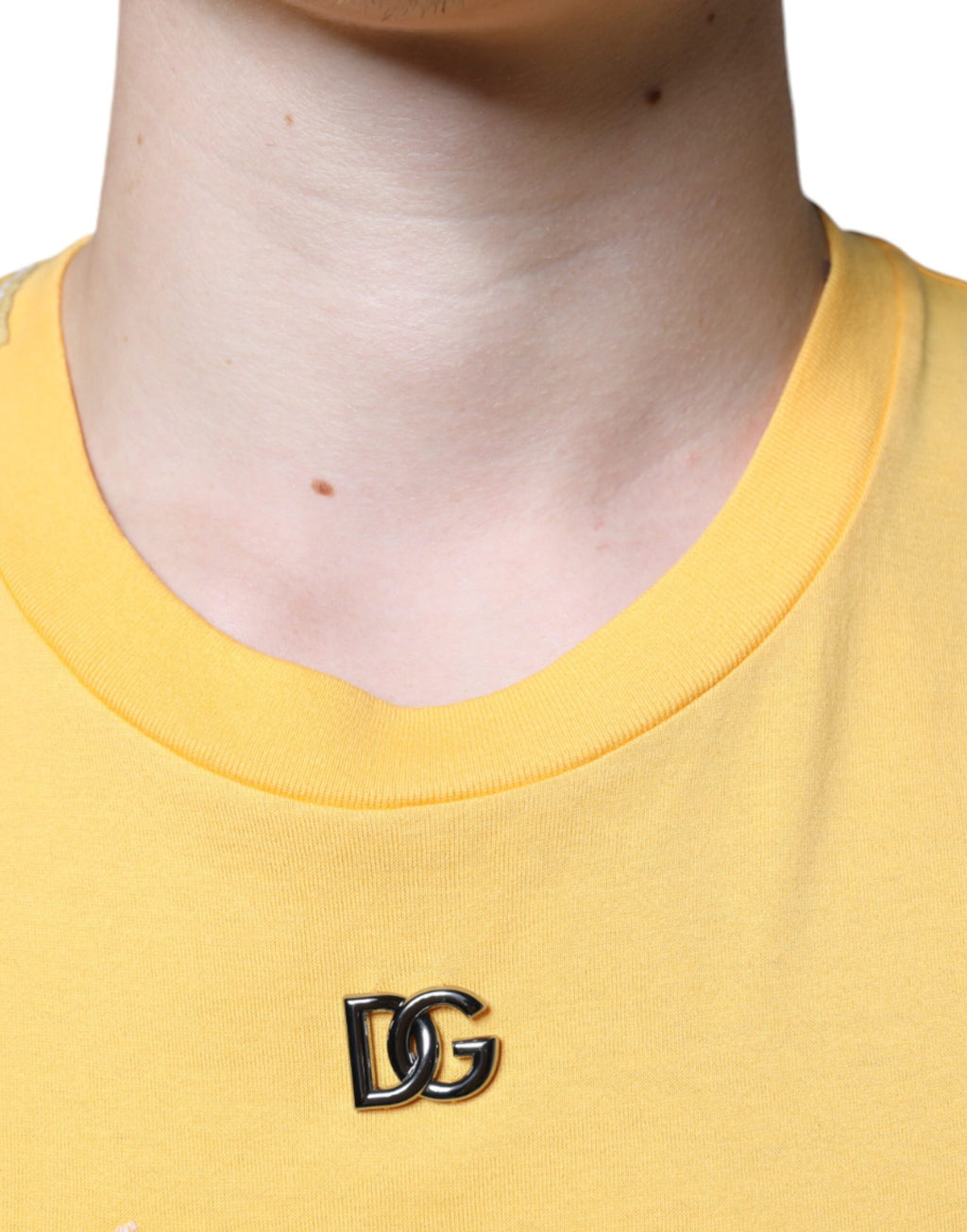 Yellow Secret Garden Floral Cotton Crew Neck T-shirt