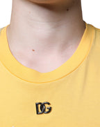 Yellow Secret Garden Floral Cotton Crew Neck T-shirt