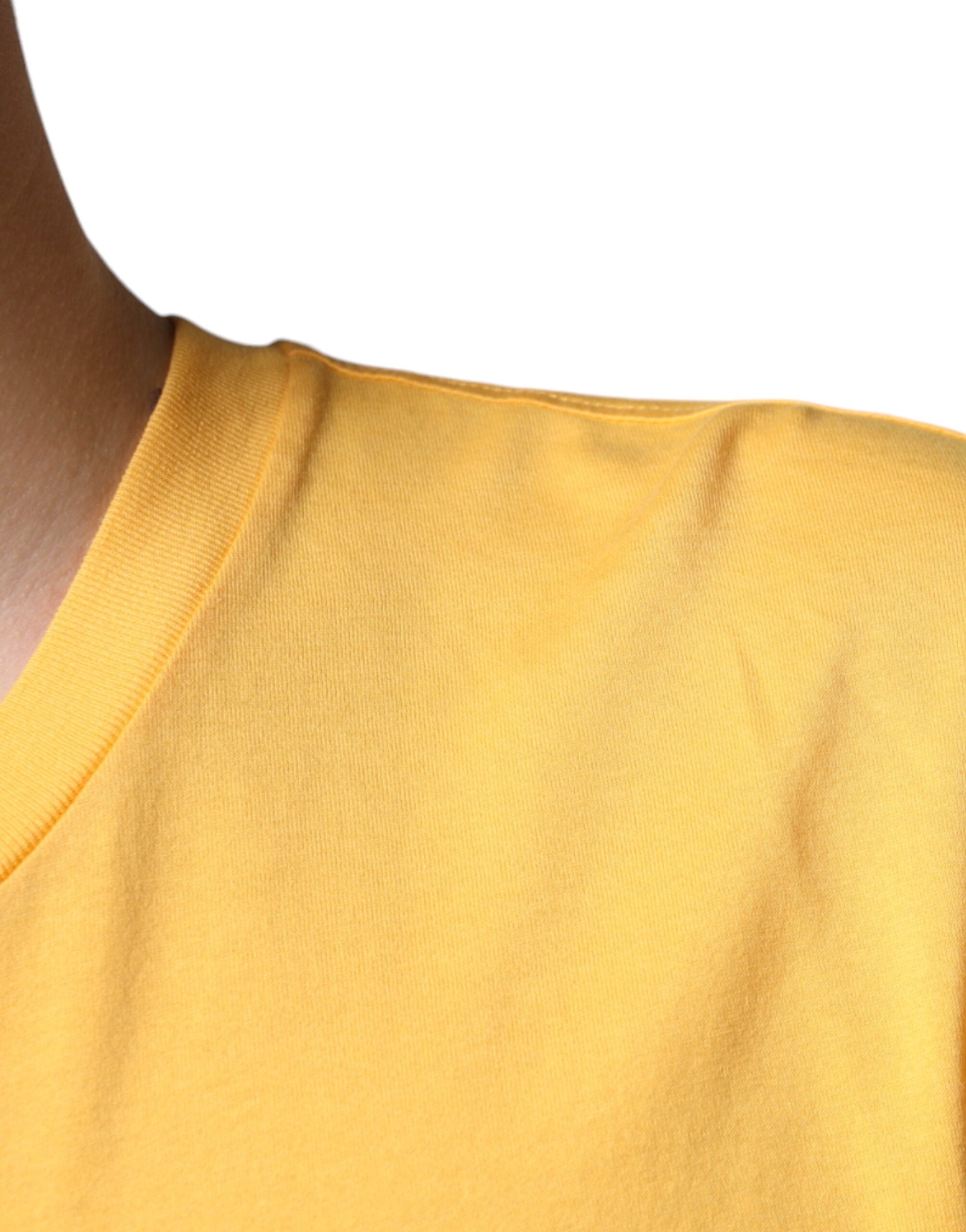 Yellow Secret Garden Floral Cotton Crew Neck T-shirt