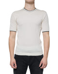 Off White Kaschmir T-Shirt mit kurzen Ärmeln