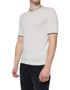 Off White Kaschmir T-Shirt mit kurzen Ärmeln