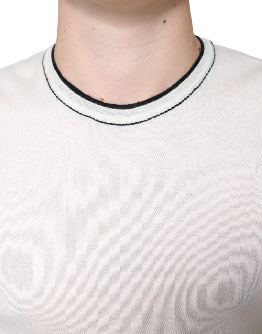 Off White Kaschmir T-Shirt mit kurzen Ärmeln