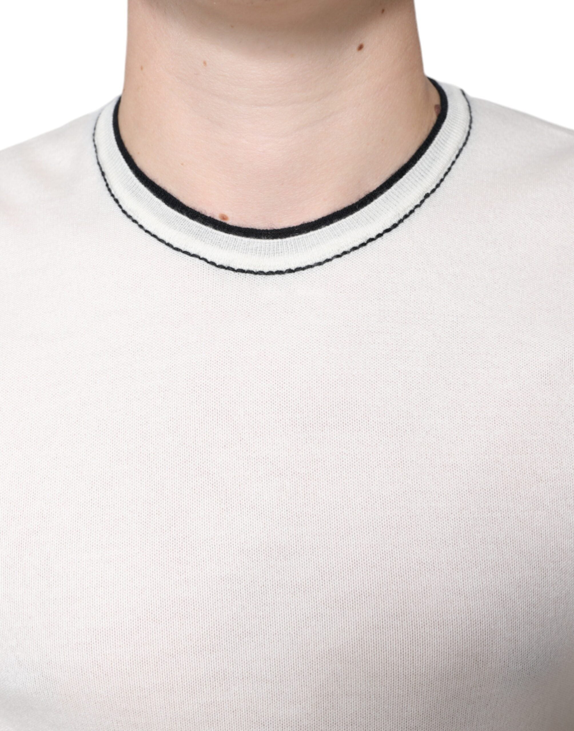 Off White Kaschmir T-Shirt mit kurzen Ärmeln