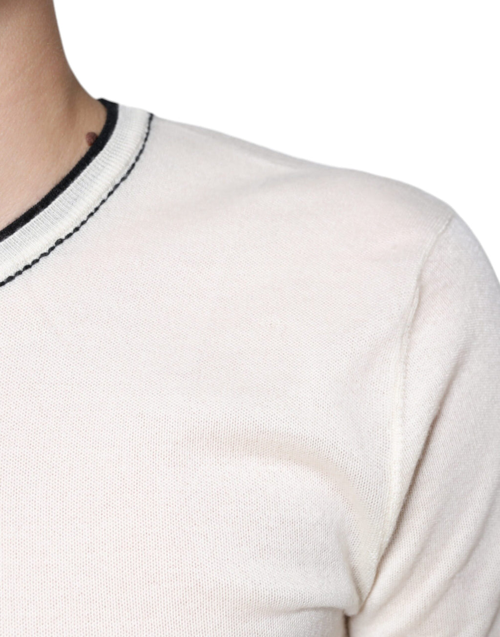 Off White Kaschmir T-Shirt mit kurzen Ärmeln
