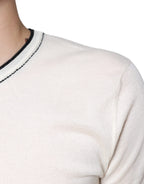 Off White Kaschmir T-Shirt mit kurzen Ärmeln