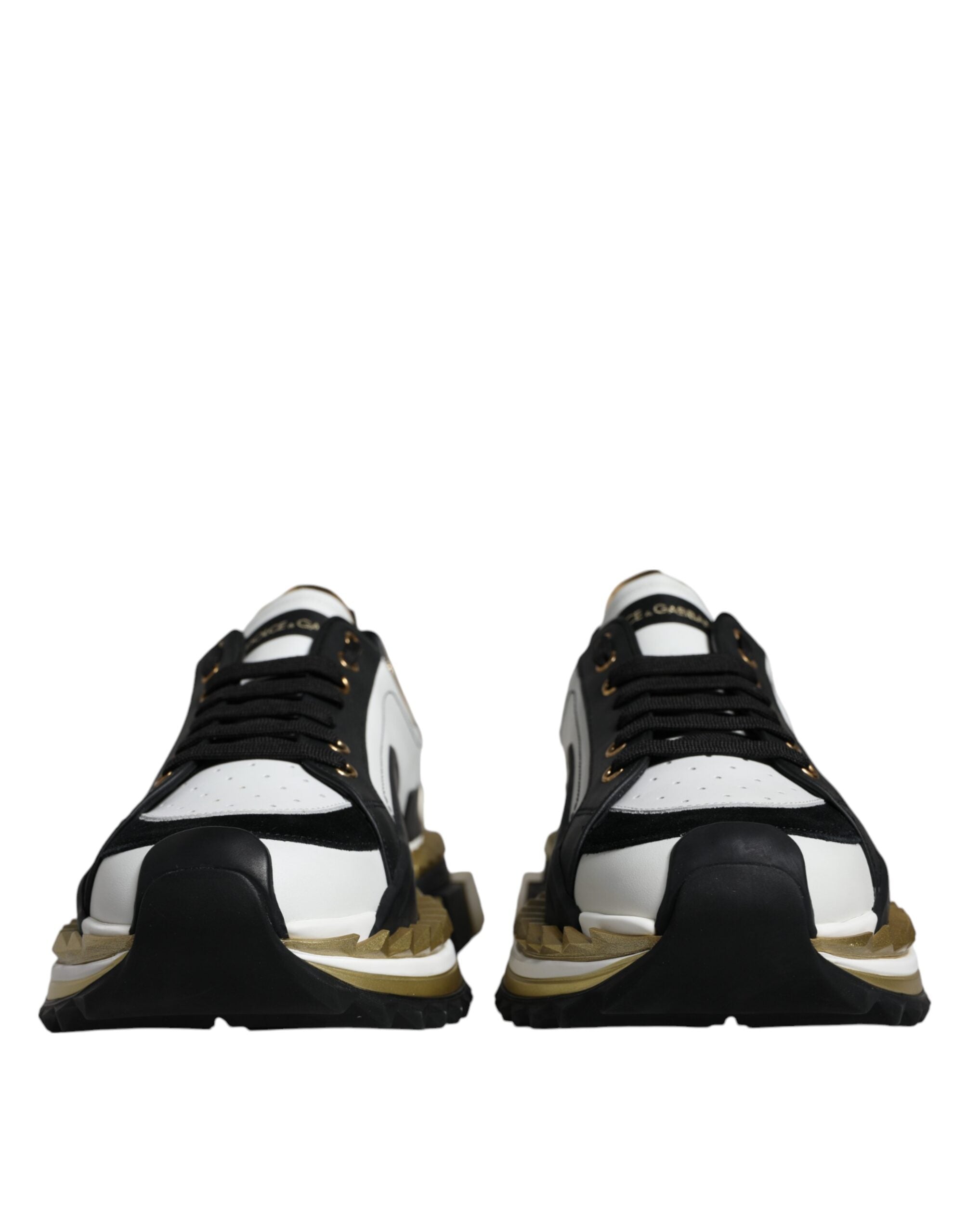 White Gold Black Leather SUPER KING Sneakers Schuhe