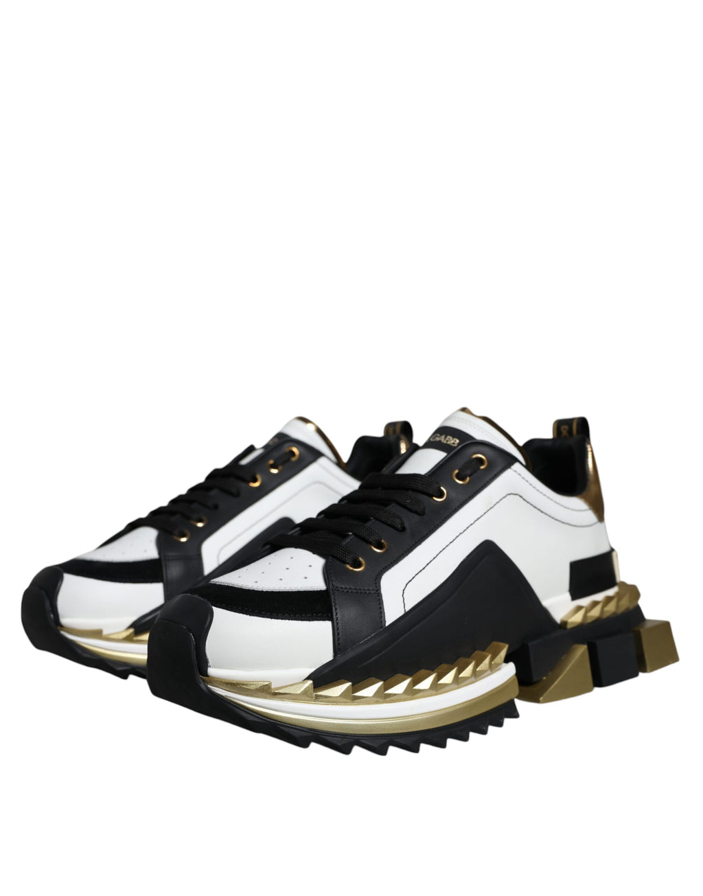 White Gold Black Leather SUPER KING Sneakers Schuhe