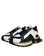 White Gold Black Leather SUPER KING Sneakers Schuhe