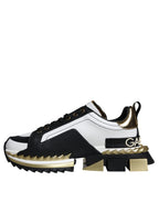 White Gold Black Leather SUPER KING Sneakers Schuhe