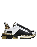 White Gold Black Leather SUPER KING Sneakers Schuhe
