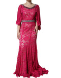 Rosa Spitzen-Kristall-Abendkleid