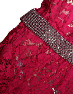 Rosa Spitzen-Kristall-Abendkleid