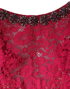 Rosa Spitzen-Kristall-Abendkleid