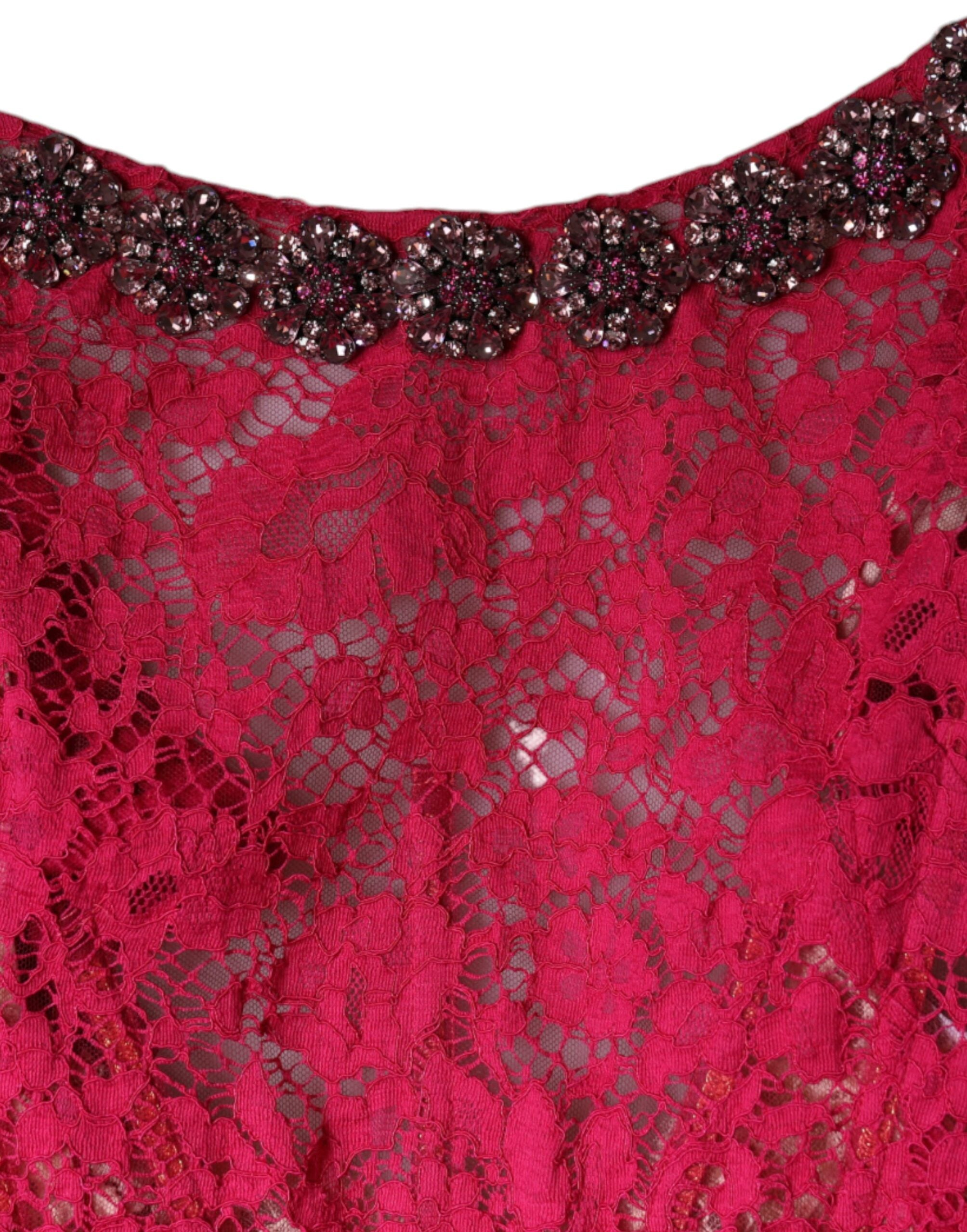 Rosa Spitzen-Kristall-Abendkleid
