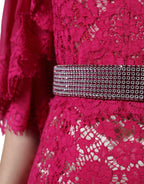 Rosa Spitzen-Kristall-Abendkleid