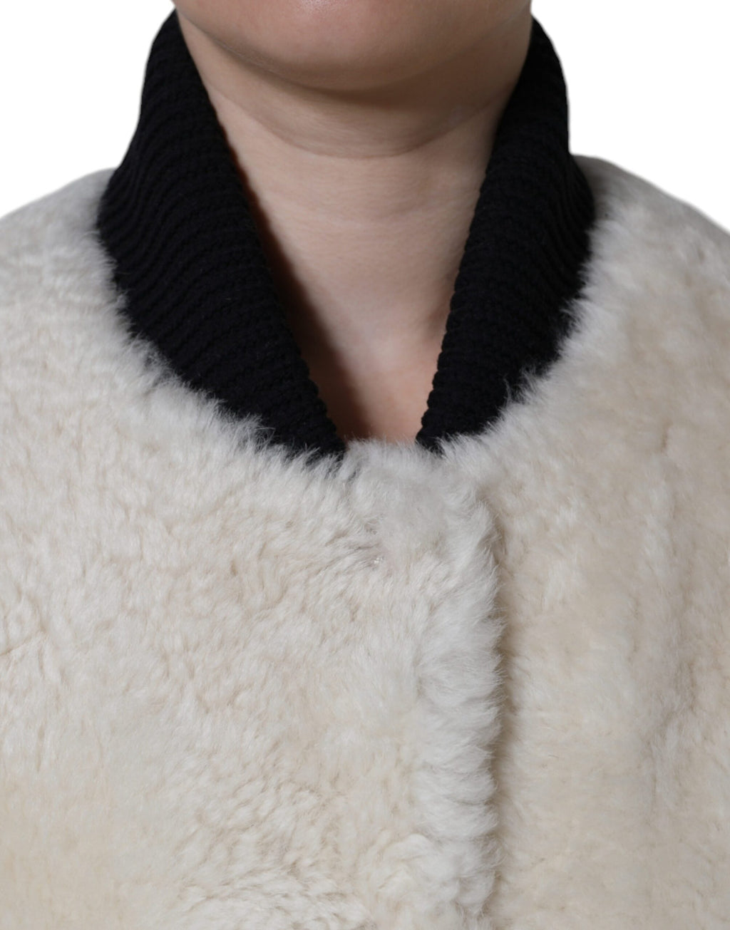 Weiße WARRENFORD Shearling-Leder Weste Mantel Jacke