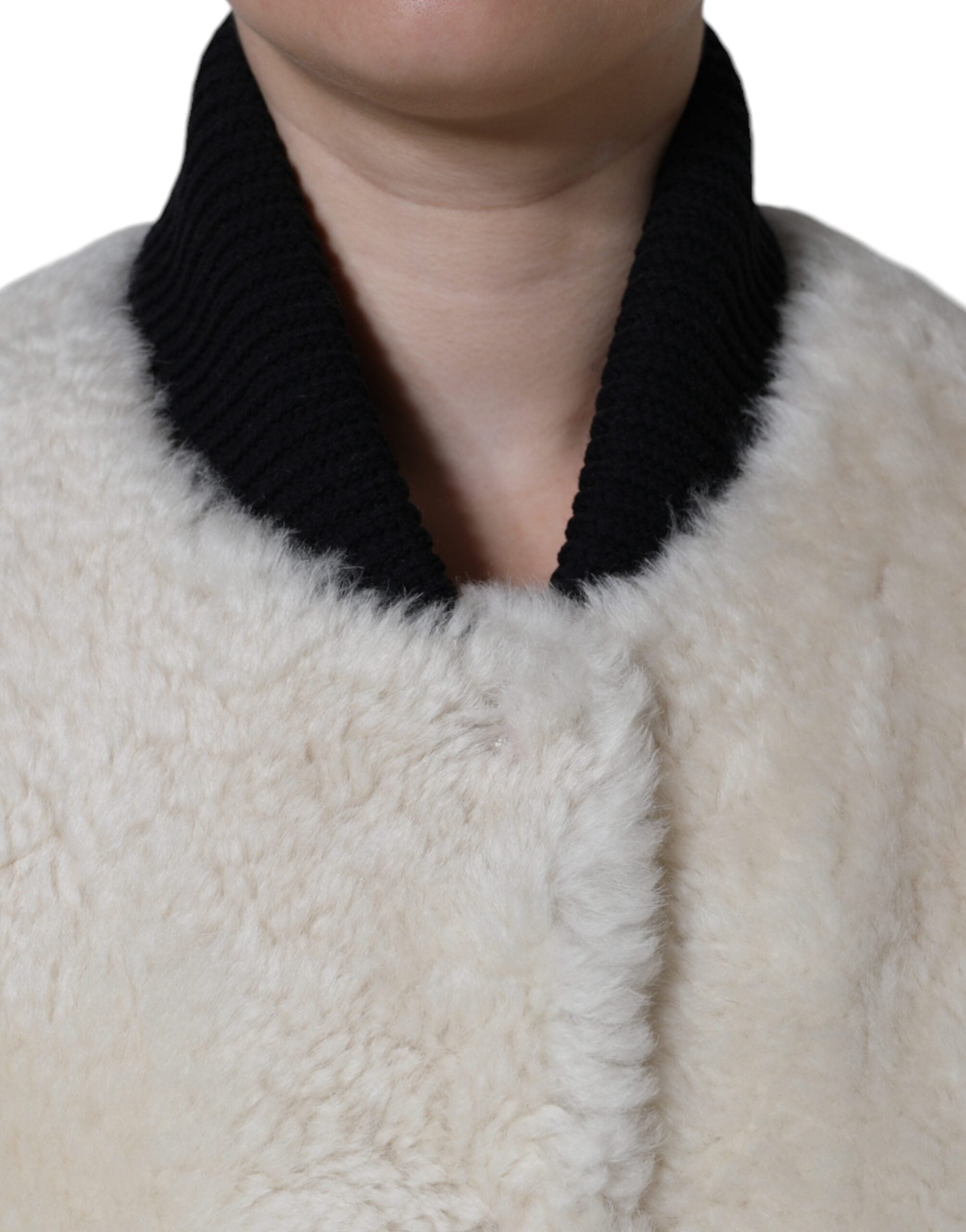 Weiße WARRENFORD Shearling-Leder Weste Mantel Jacke