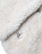 Weiße WARRENFORD Shearling-Leder Weste Mantel Jacke