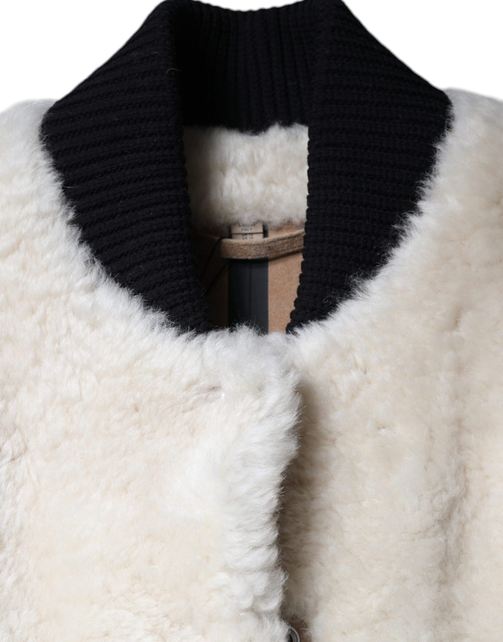 Weiße WARRENFORD Shearling-Leder Weste Mantel Jacke