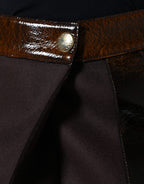Mid Waist A-Linien-Minirock aus brauner Schurwolle
