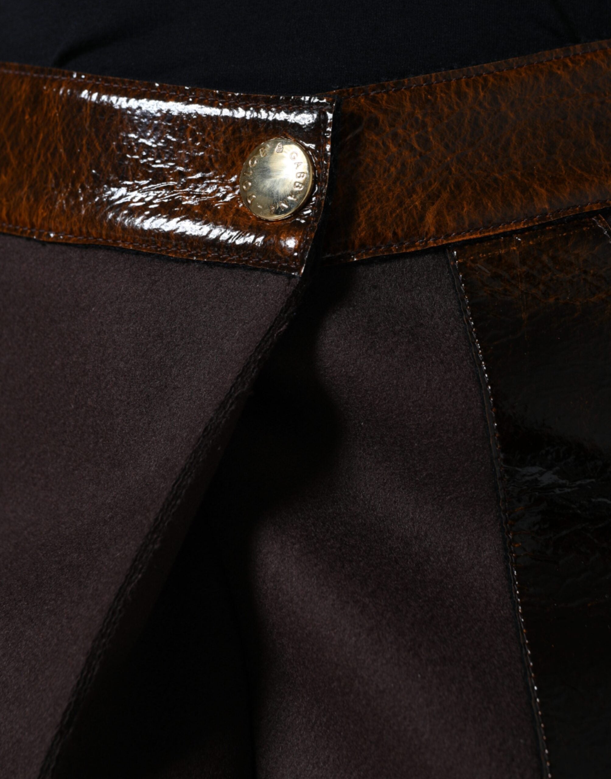 Mid Waist A-Linien-Minirock aus brauner Schurwolle