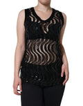 Schwarzes ärmelloses Pailletten-Tanktop