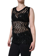 Schwarzes ärmelloses Pailletten-Tanktop