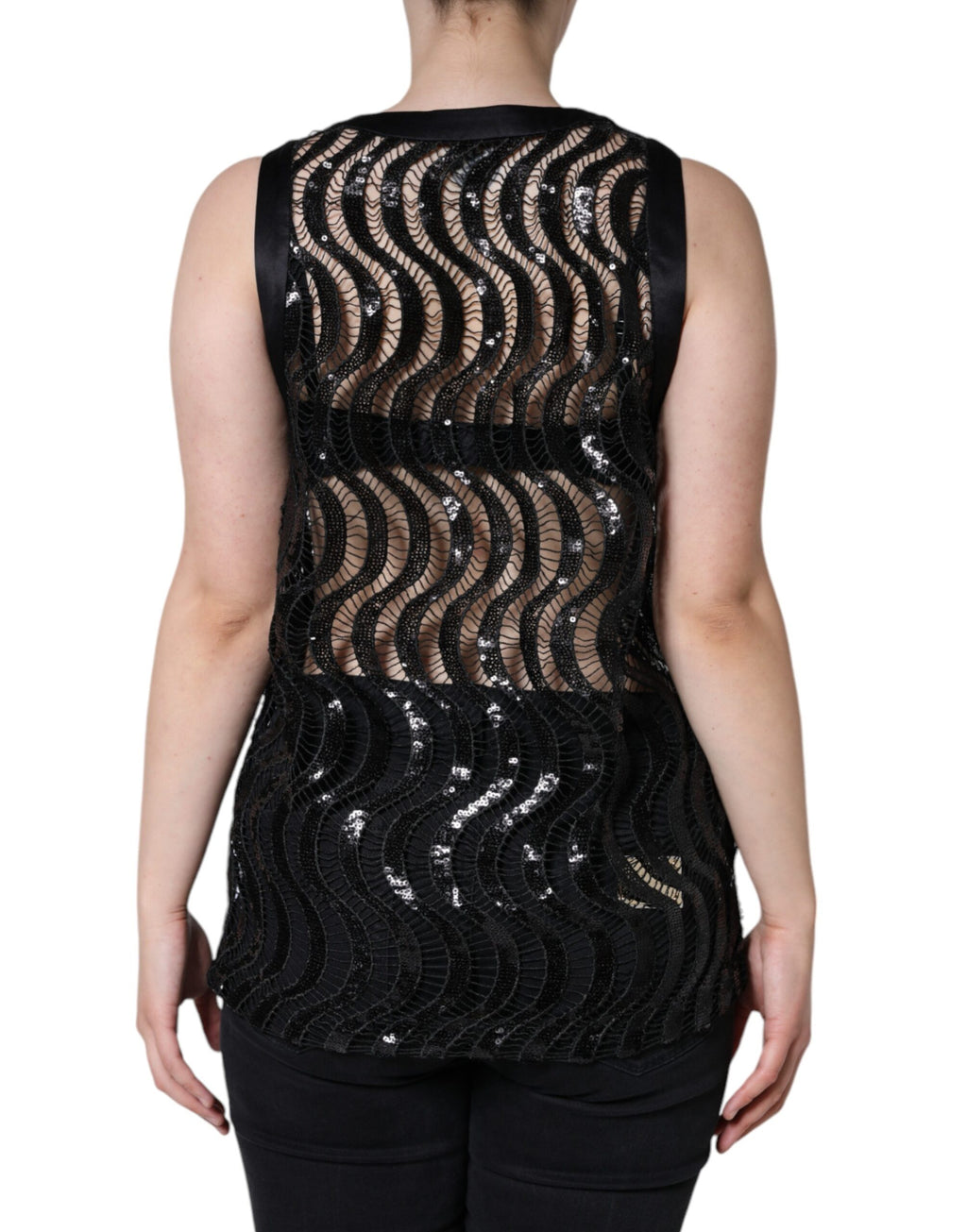 Schwarzes ärmelloses Pailletten-Tanktop